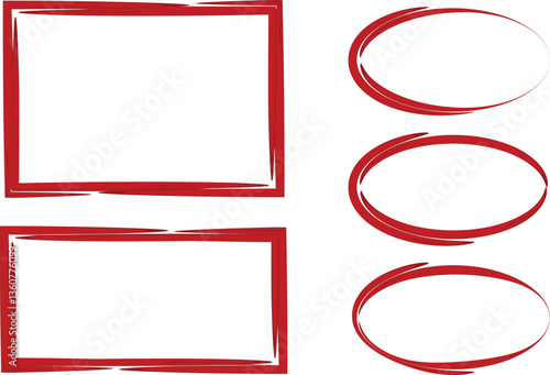 red color abstract shapes frames art borders set