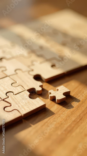 Symbolic Wooden Puzzle with a Missing Piece Representing Growth