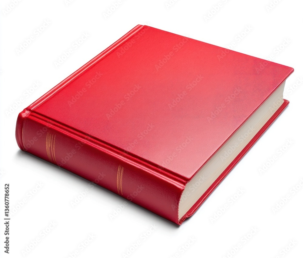 Red Hardcover Book Laying Flat on a White Surface Simple Shot Red Hardcover Book Laying Flat on a White Surface Simple Shot