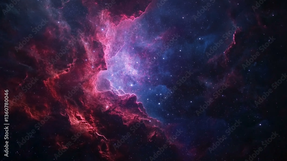 Fototapeta premium A photorealistic view of a vibrant nebula with colorful gases and stars, set in deep space 