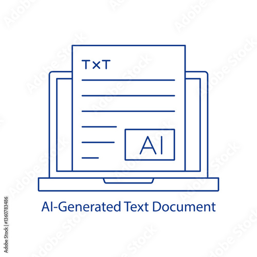 AI Document Icon Automated Content Creation Machine Learning Writing Smart Report Generation Digital Paperwork NLP-Based Documentation Technology