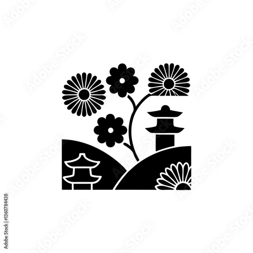 creative details Chrysanthemum Garden Icon vector illustration   