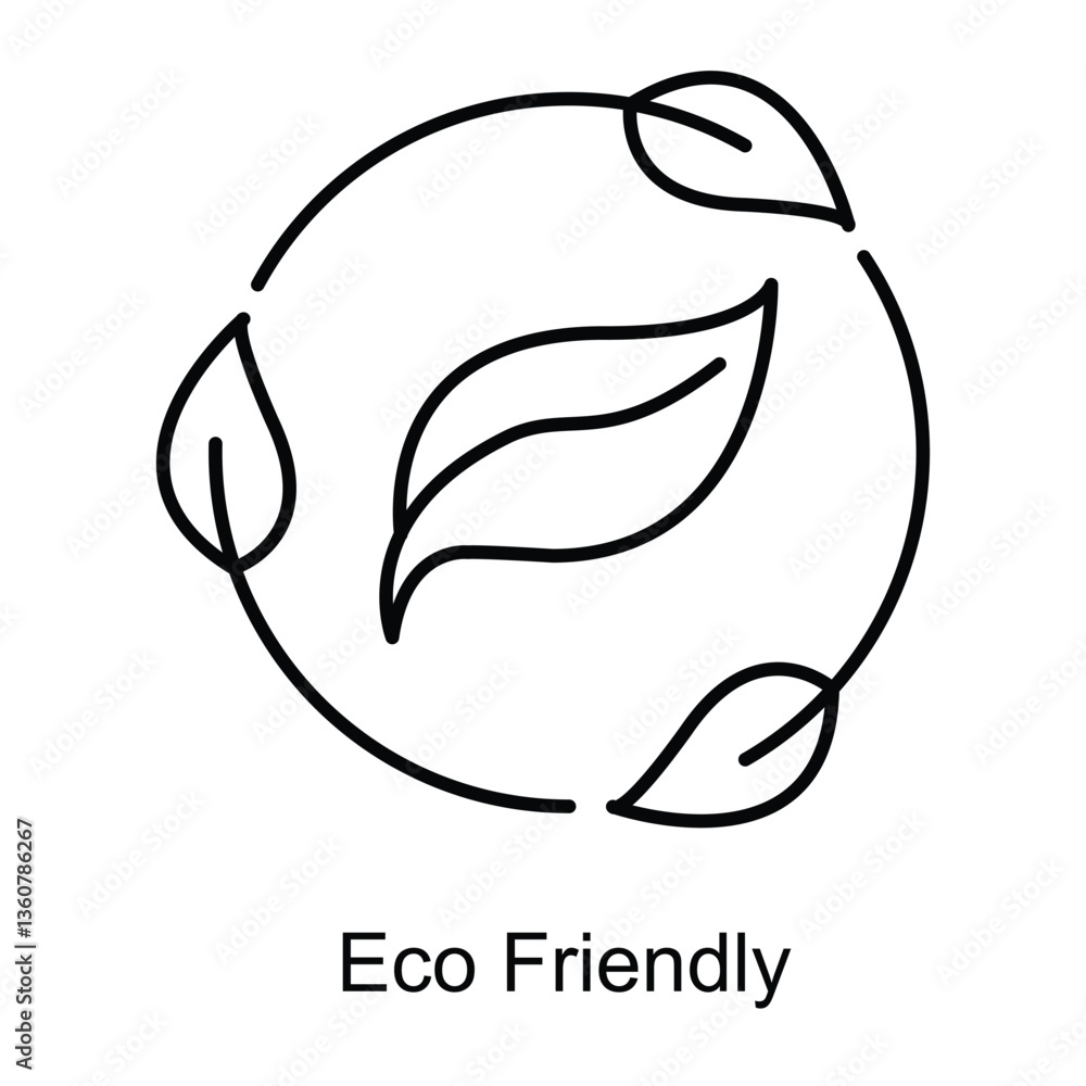 Vector icon for eco-friendly practices. Displays leaves forming a circle to represent sustainability, nature conservation, and green initiatives. Vector icon for eco-friendly practices. Displays leaves forming a circle to represent sustainability, nature conservation, and green initiatives.