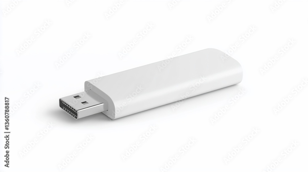 Clean, Minimalist USB Drive Mockup on a White Background for Product Display Clean, Minimalist USB Drive Mockup on a White Background for Product Display