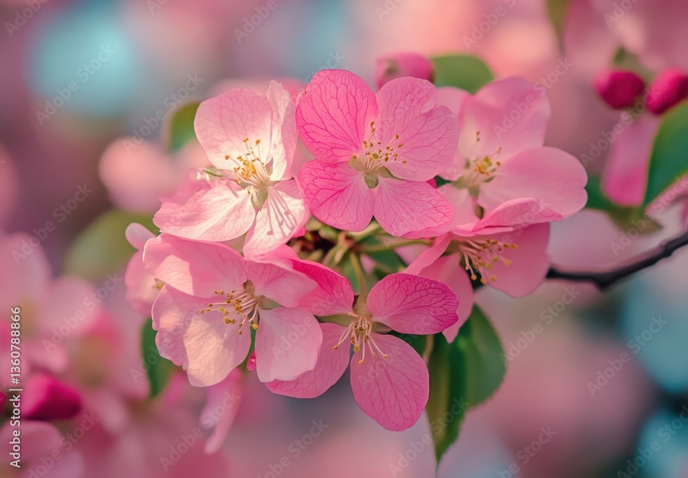 Delicate Pink Blossom Cluster with Soft Petals Against a Gentle Background Symbolizing Spring, Renewal, and Natural Beauty in a Calm Setting Delicate Pink Blossom Cluster with Soft Petals Against a Gentle Background Symbolizing Spring, Renewal, and Natural Beauty in a Calm Setting