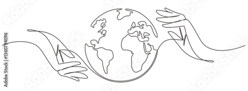 Earth day, Environment day line art style vector illustration