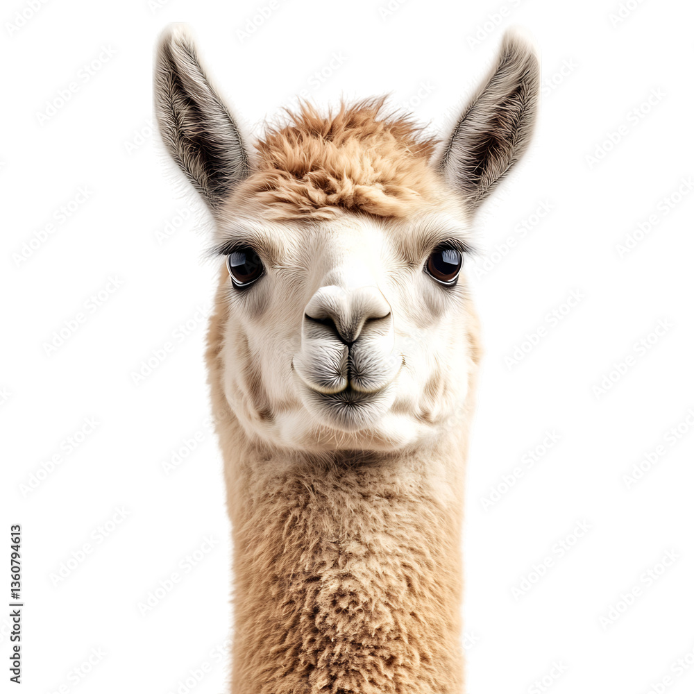 Obraz premium Gentle Llama with Soft Fur and Curious Gaze Isolated on Transparent Background
