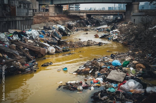 Wallpaper Mural A river filled with trash and plastics Torontodigital.ca