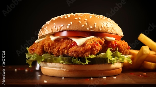 A photo of a classic fast-food chicken sandwich.