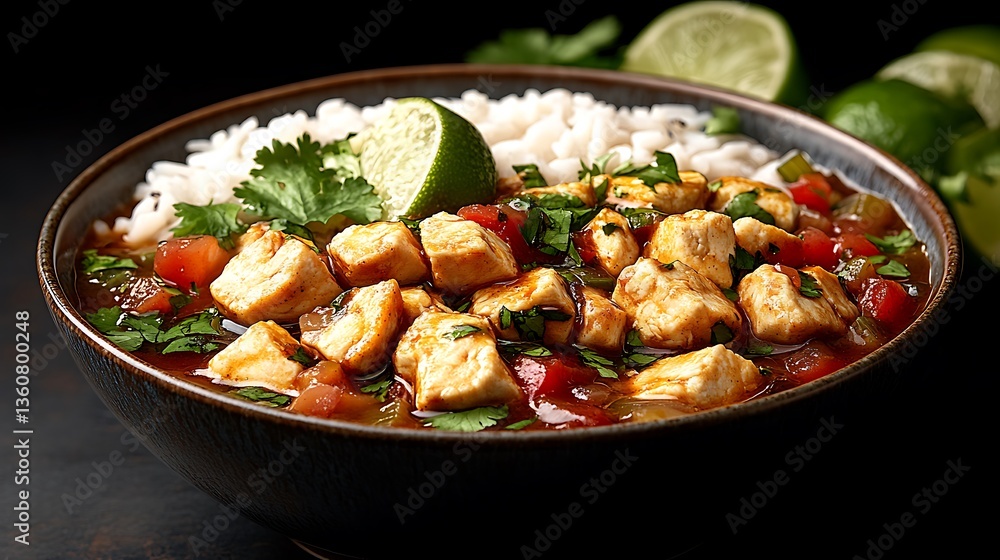 A Close Up View of Chicken and Rice Served in a Bowl A Close Up View of Chicken and Rice Served in a Bowl