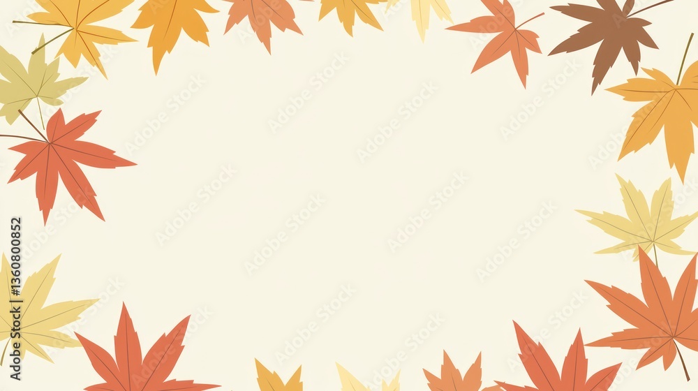 Autumn maple leaves frame, blank background, nature, design element Autumn maple leaves frame, blank background, nature, design element