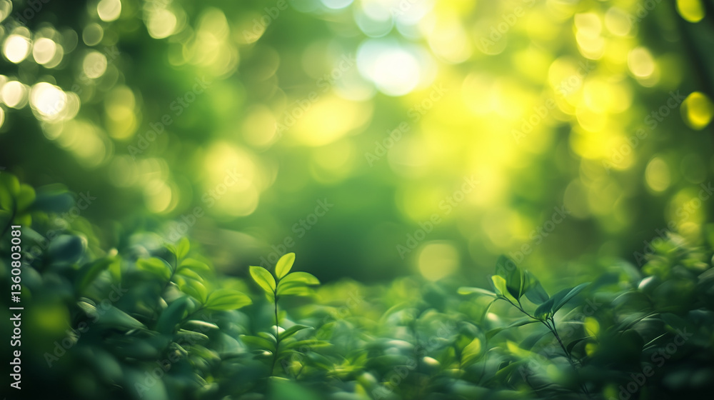 Defocused green forest plants and trees backdrop background Defocused green forest plants and trees backdrop background