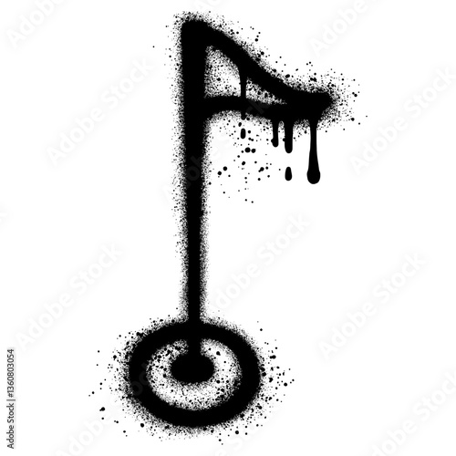 Golf hole with flag in graffiti style with black spray paint.
