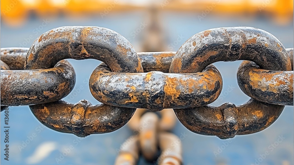 Close-up of a Rusty Chain: Interlocking Links, Strength, and Industrial Texture Close-up of a Rusty Chain: Interlocking Links, Strength, and Industrial Texture