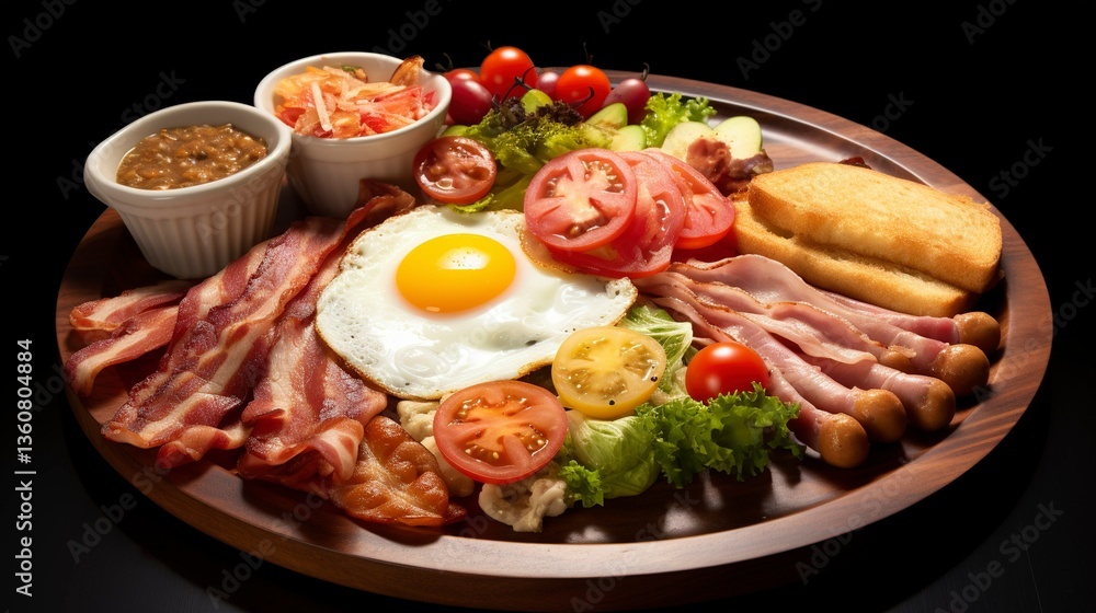 A photo of a delightful fast-food breakfast platte A photo of a delightful fast-food breakfast platte