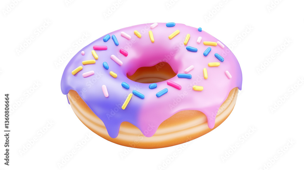A vibrant and mouthwatering glazed donut covered in a variety of colorful sprinkles creating a visually appealing and tempting confectionery treat A vibrant and mouthwatering glazed donut covered in a variety of colorful sprinkles creating a visually appealing and tempting confectionery treat