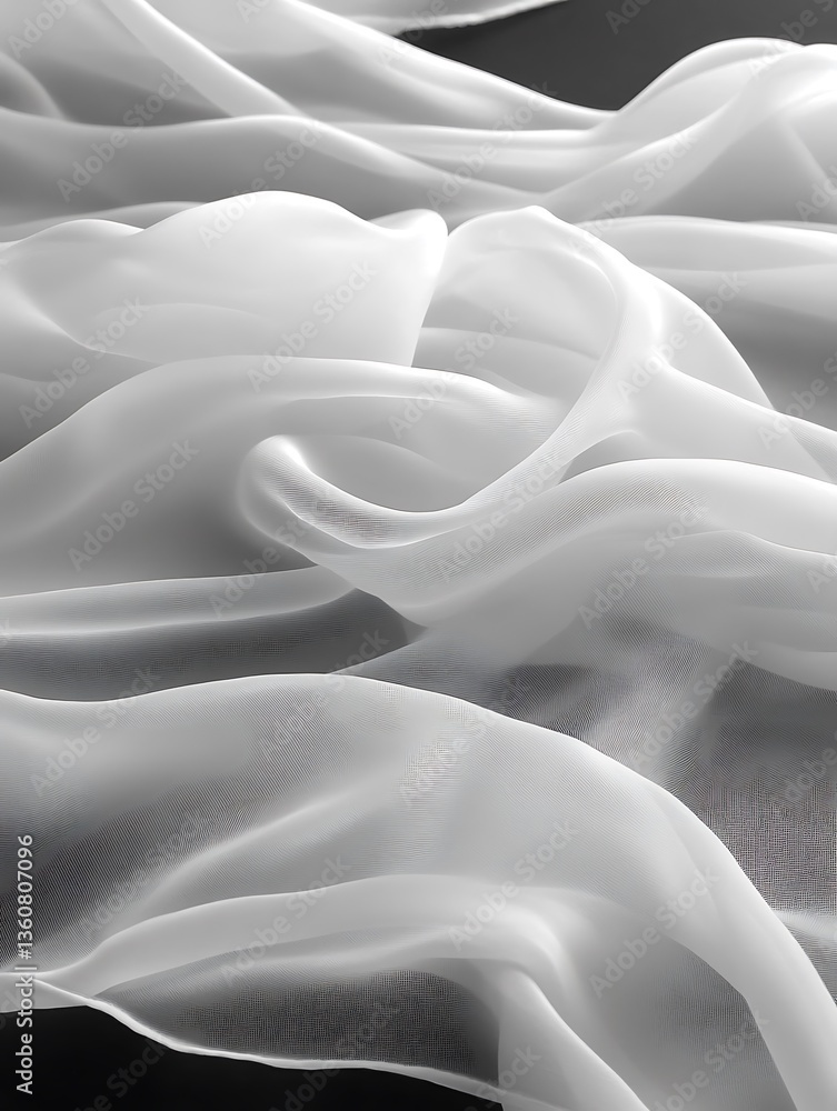 Obraz premium White flowing fabric with delicate folds and soft textures