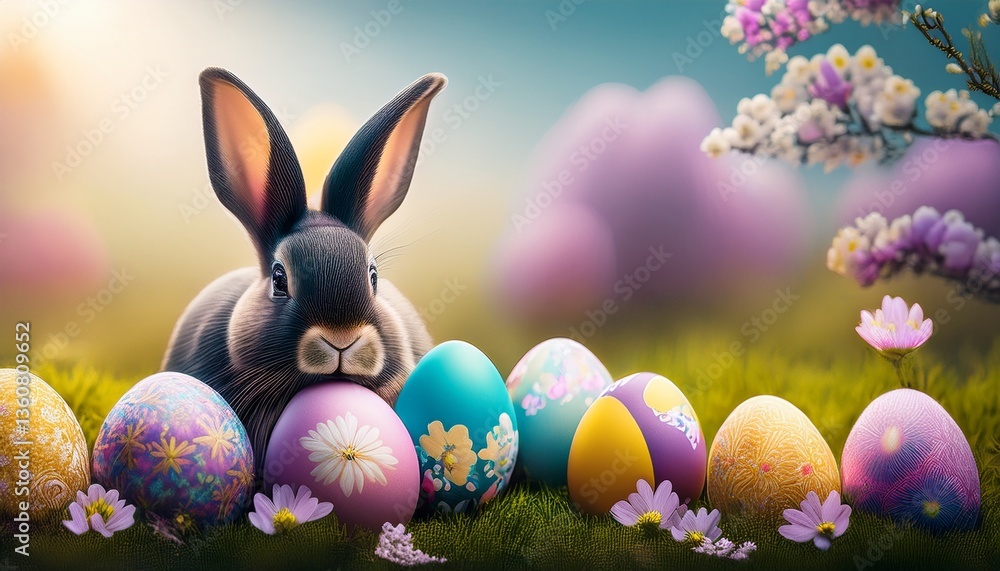easter bunny with easter eggs easter bunny with easter eggs