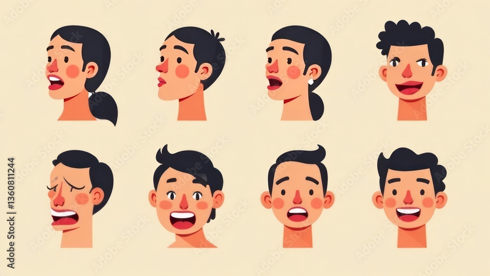 icon illustration portraits of people with runny nose, allergies, emotions , face icon illustration portraits of people with runny nose, allergies, emotions , face