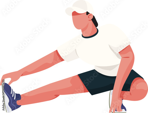 Vector illustration of a leg stretching exercise for flexibility