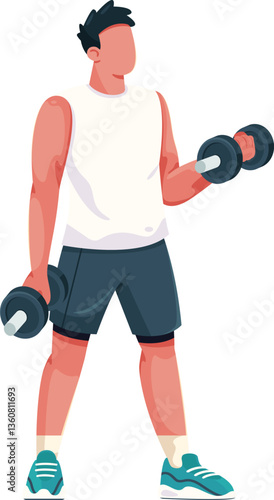 Fitness Workout Dumbbell Lifting Illustration, Strength Training and Cardio Exercises