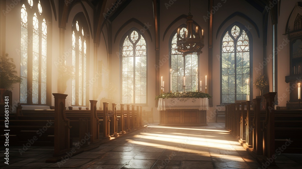 Fototapeta premium A photo of a hospital chapel with serene lighting.