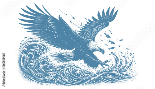 eagle engraving vector illustration