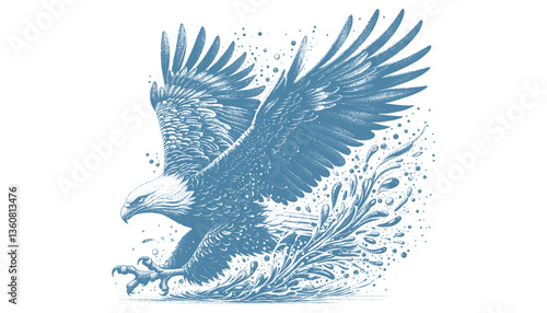 eagle engraving vector illustration