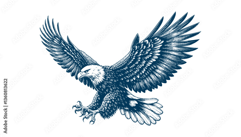 Fototapeta premium eagle engraving vector illustration
