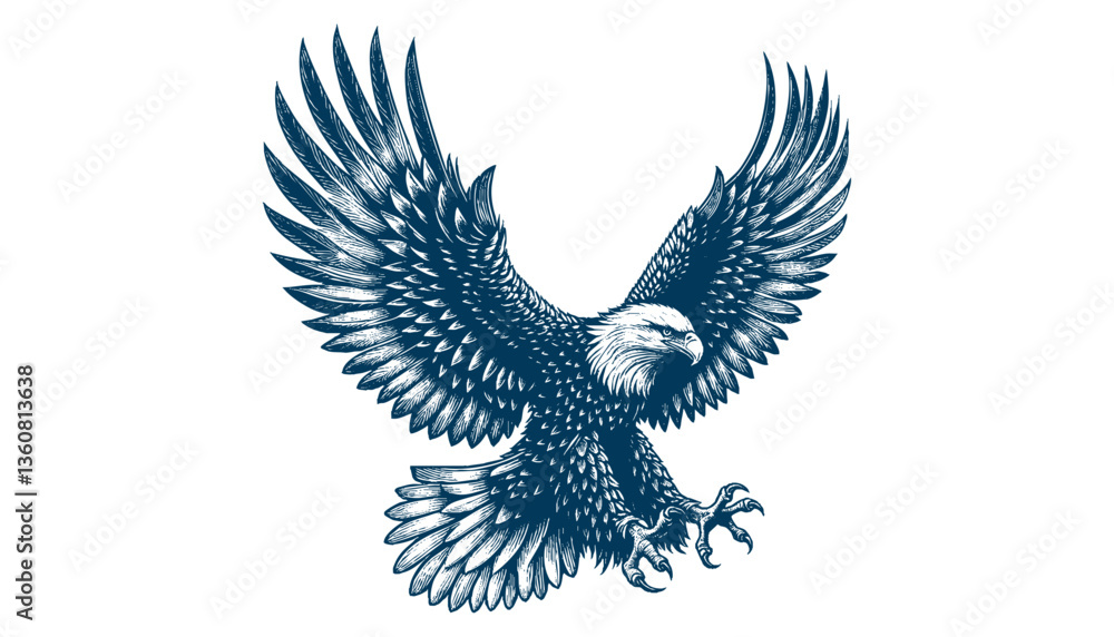 Obraz premium eagle engraving vector illustration