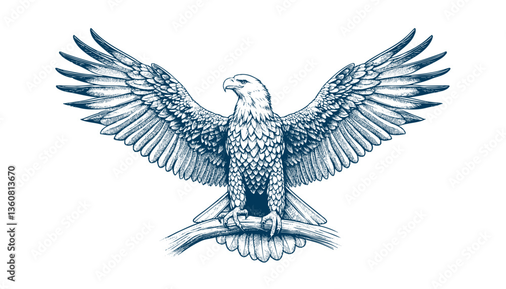 Obraz premium eagle engraving vector illustration