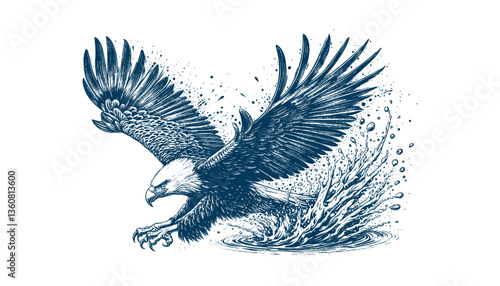 eagle engraving vector illustration