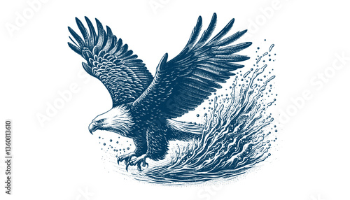 eagle engraving vector illustration