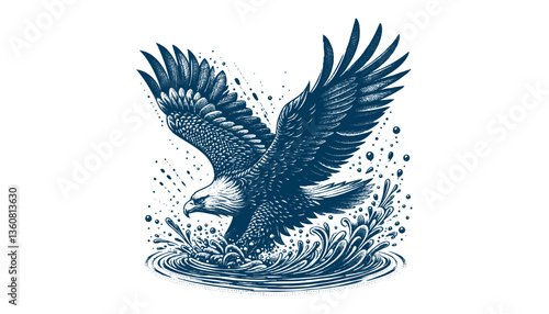 eagle engraving vector illustration