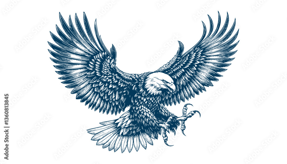 Obraz premium eagle engraving vector illustration