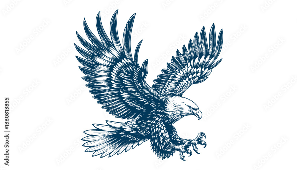Obraz premium eagle engraving vector illustration