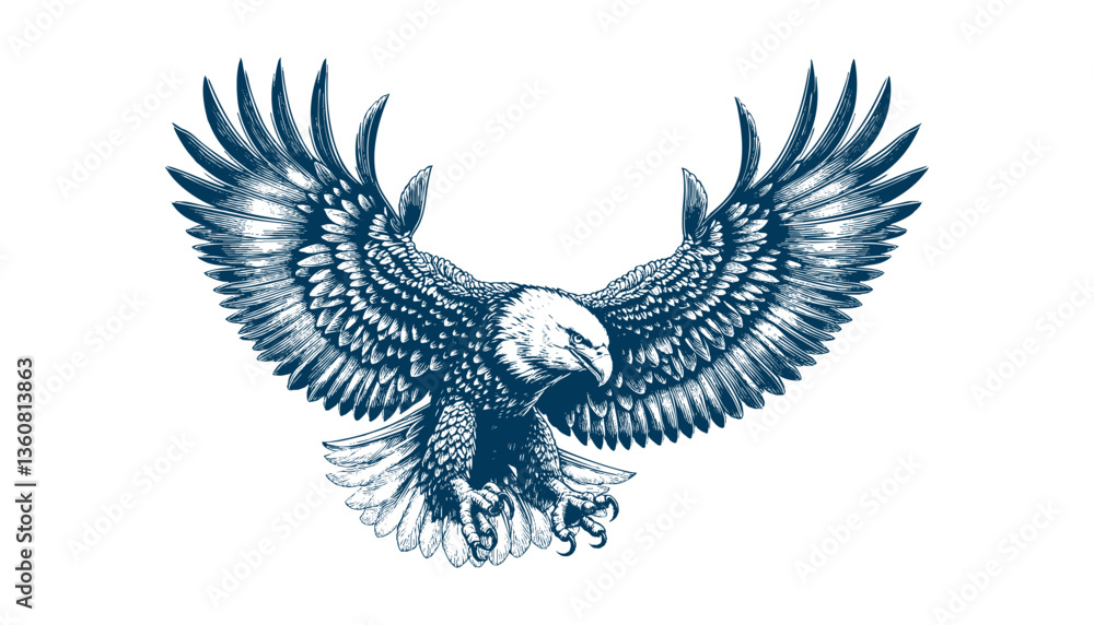 Obraz premium eagle engraving vector illustration