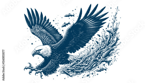 eagle engraving vector illustration