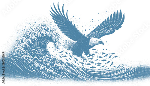 eagle engraving vector illustration