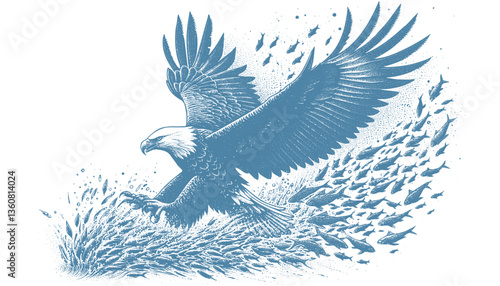 eagle engraving vector illustration