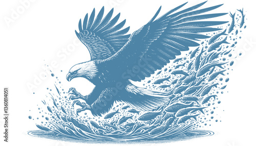eagle engraving vector illustration