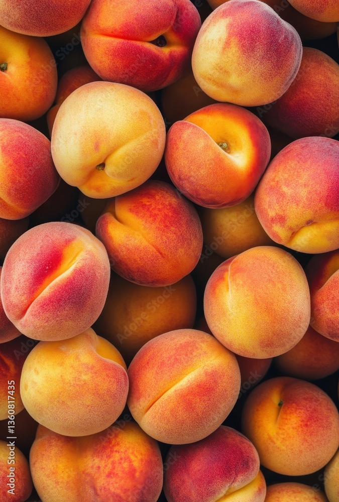 Fresh and Juicy Peaches Piled Together in a Close-Up View Showing Their Silky Skin, Vibrant Color, and Round Shape for Culinary or Marketing Use Fresh and Juicy Peaches Piled Together in a Close-Up View Showing Their Silky Skin, Vibrant Color, and Round Shape for Culinary or Marketing Use