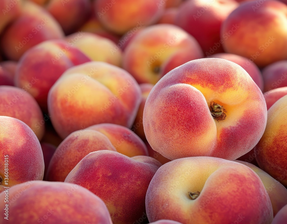 Fresh and Juicy Peaches Piled Together Showcasing Their Vibrant Color and Texture, Perfect for Summertime Recipes and Healthy Snacking Ideas Fresh and Juicy Peaches Piled Together Showcasing Their Vibrant Color and Texture, Perfect for Summertime Recipes and Healthy Snacking Ideas
