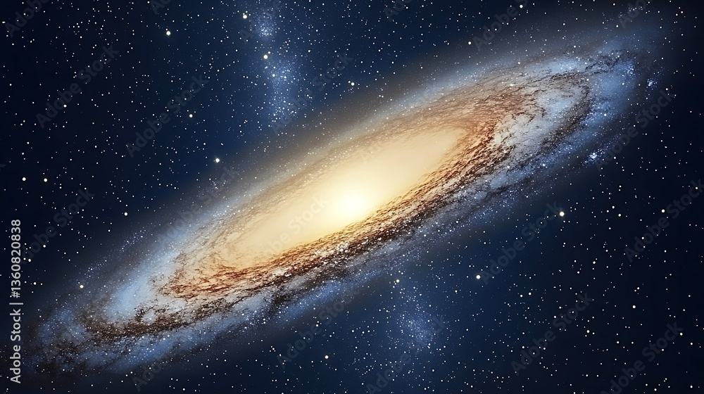 Naklejka premium A captivating view of the swirling cosmos, a vibrant spiral galaxy