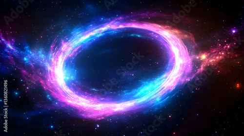 Glowing cosmic ring in nebula space