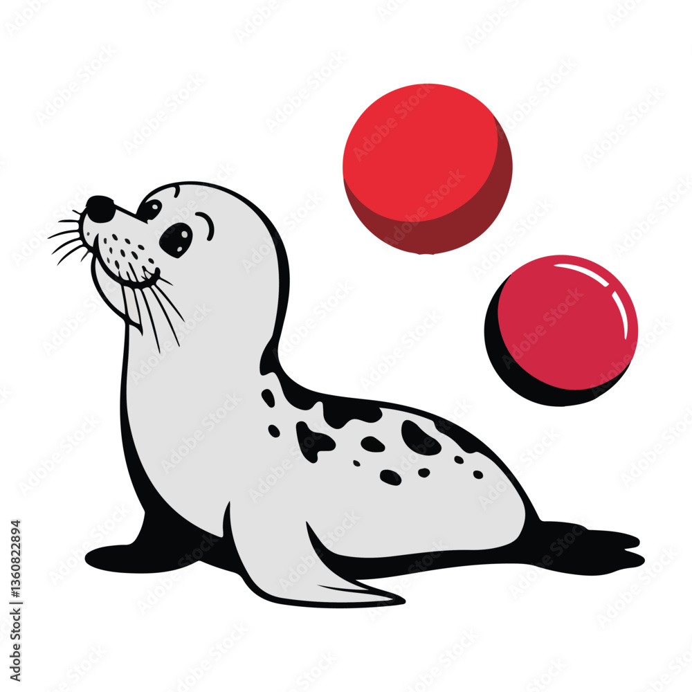 Fototapeta premium Cute Seal Sitting with Big Eyes, Adorable Animal Illustration for Wildlife and Kids' Designs