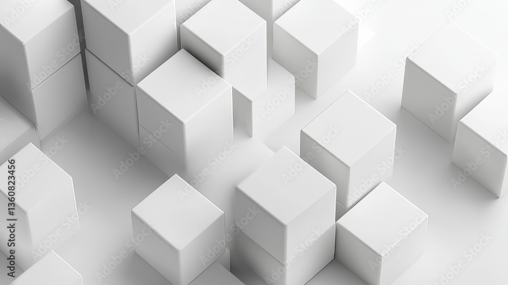 3D White Cube Blocks Abstract Background for Digital Art 3D White Cube Blocks Abstract Background for Digital Art