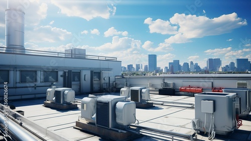 A photo of a hospital rooftop with HVAC equipment.