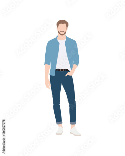 Flat vector people and illustration, man with casual outfit