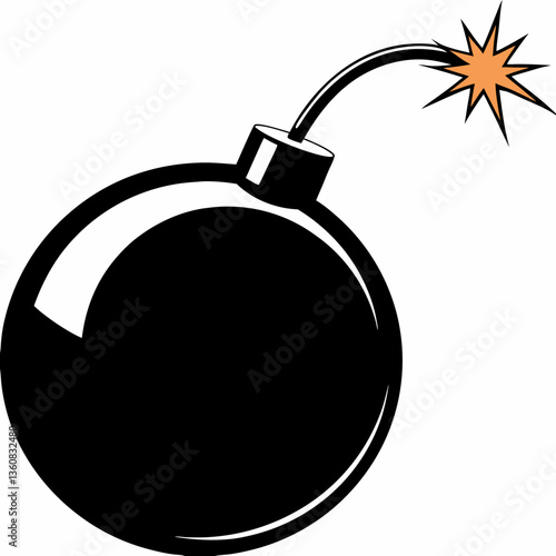 A ticking time bomb, a symbol of impending danger and suspense, rendered in stark black and orange, simple yet impactful.